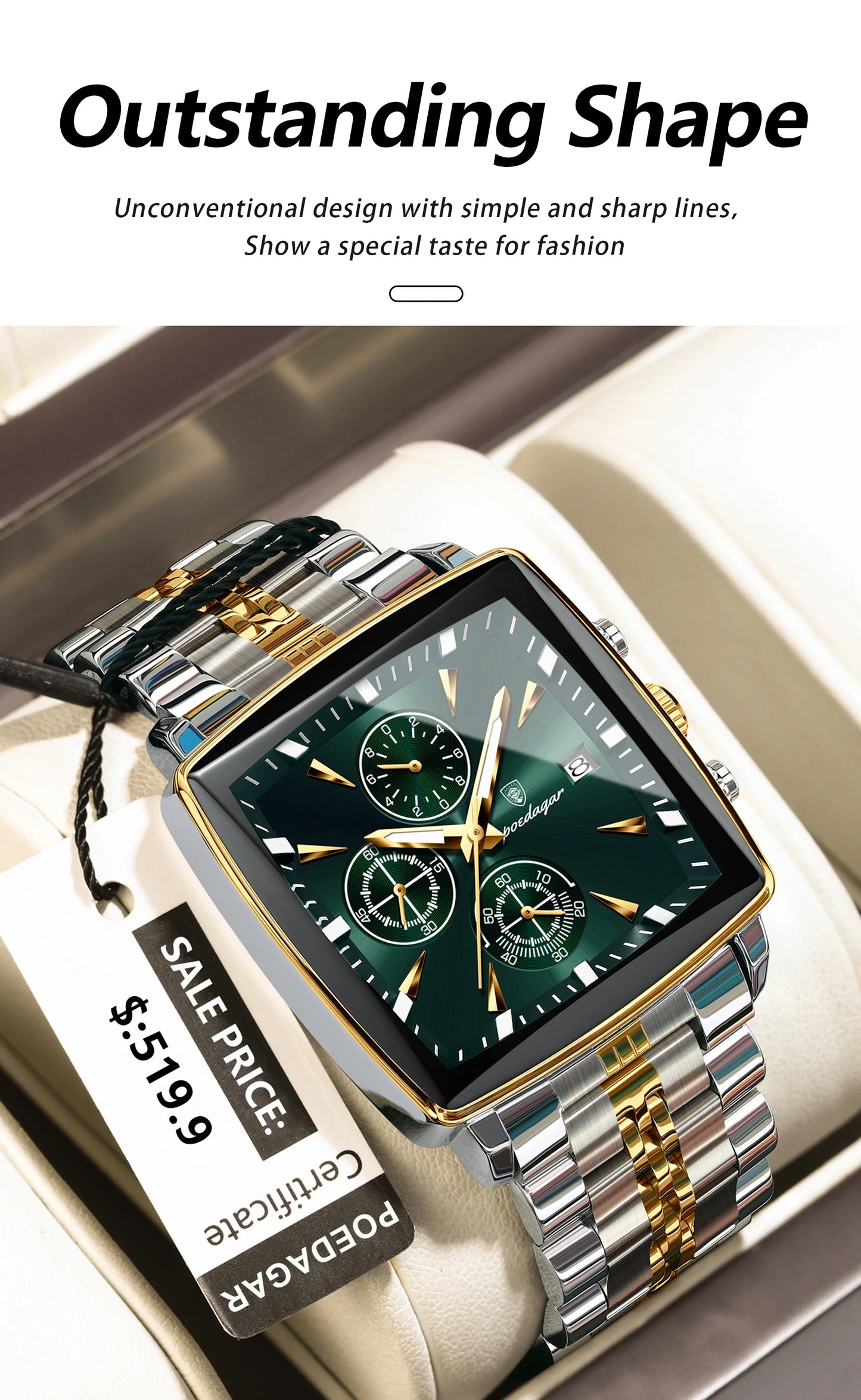 POEDAGAR Top Luxury Male Wristwatch Waterproof Luminous Stainless Steel Men Watch Chronograph Date Business Quartz Men's Watches