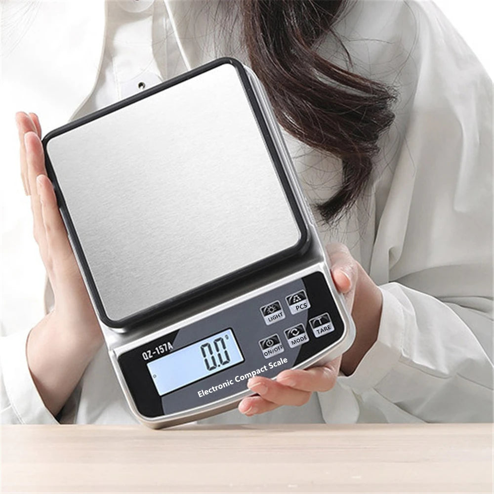 Digital Precision Scale Electronic Scale Waterproof Smart Kitchen Scale with Calibration USB Charge Coffee Balance 15/10/3KG