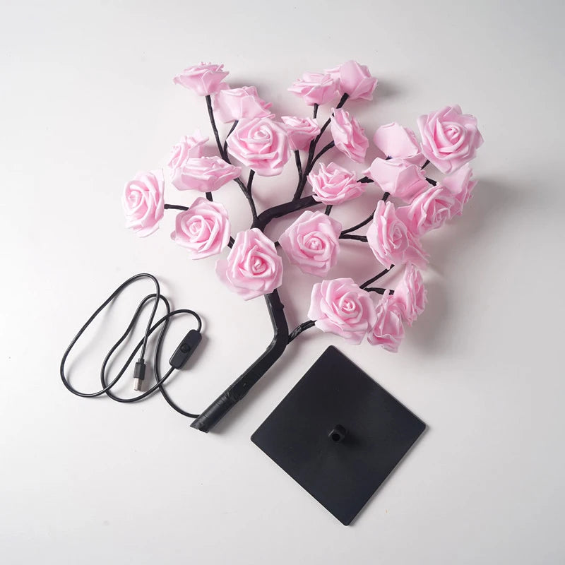36LED/108LED Table Lamp, Rose Light String, Tree Night Lights, USB Powered Lighting, for Girls Lover Party Camping Summer  Decor