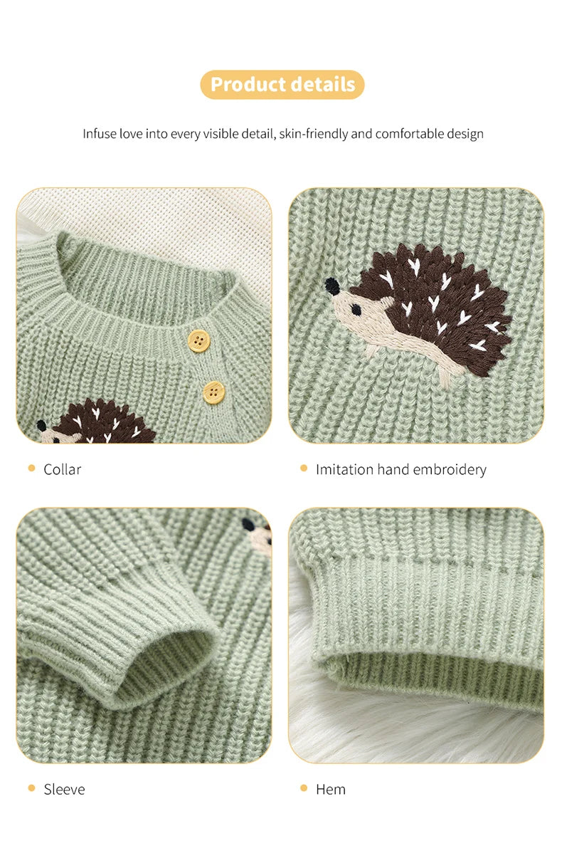 Baby Sweaters Knitted Newborn Girl Boy Pullover Long Sleeve Autumn Infant Children Clothing Cute Cartoon Hedgehog Tops Outerwear