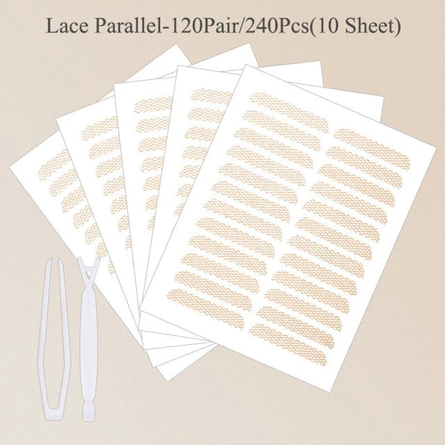 240pcs Lace Eyelid Stickers – Invisible Mesh Double Eyelid Tape for Eye Makeup and Beauty Tools