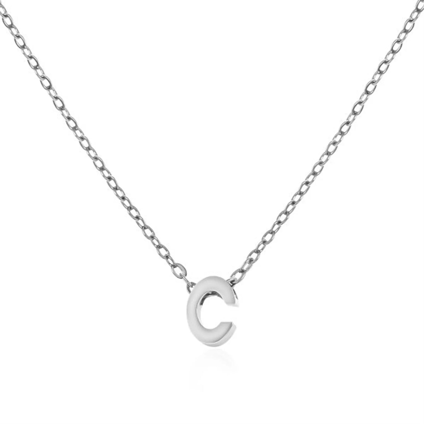 Silver Color Tiny A-Z Initial Letter Necklace for Women Stainless Steel 26 Alphabet Name Pendant Necklaces Jewelry Birthday Gift