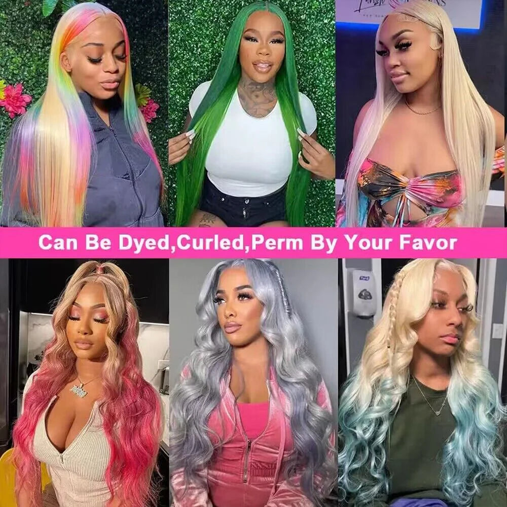 40 46 Inch 180 200% Density Blonde 613 Lace Front Wigs 13x6 HD Lace Wig Transparent Frontal 13X4 Bone Straight Human Hair Wigs