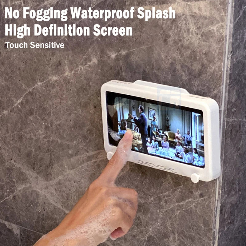 Bathroom Waterproof Adjustable Rotation Wall Mount Phone Holder Stick Anti-fog Touch Screen Phone Stand Self-adhesive