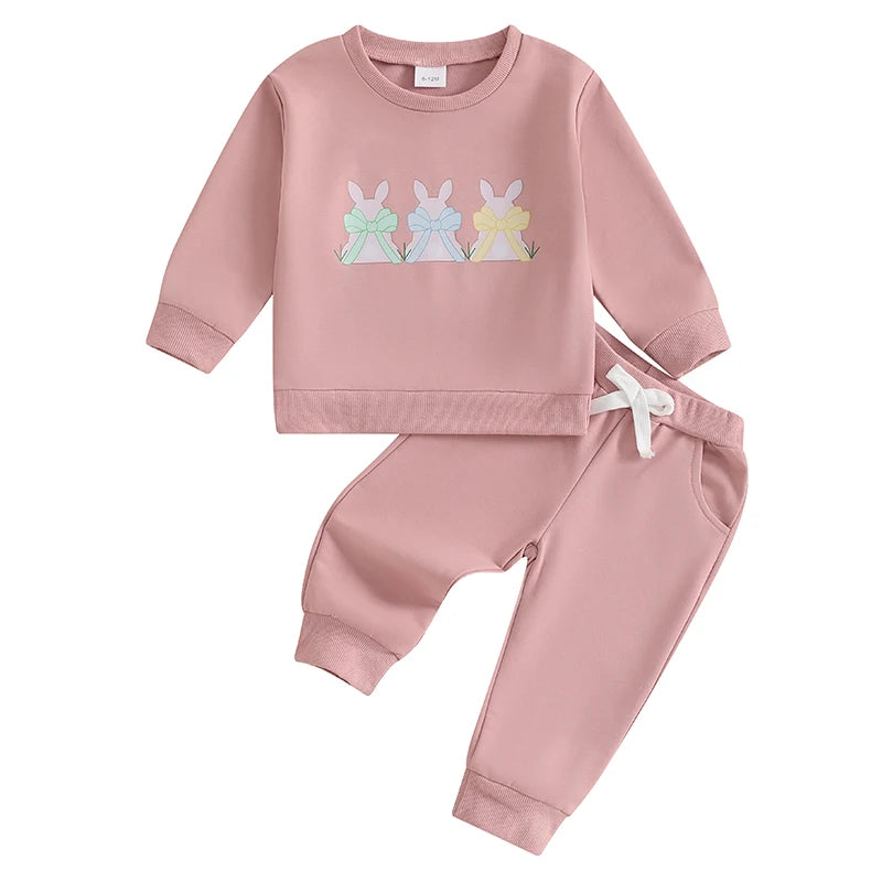 Toddler Girls 2-piece Set Floral Ruffle Sleeve Top with Bow Detail and Elastic Waist Leggings Spring Outfit for Kids