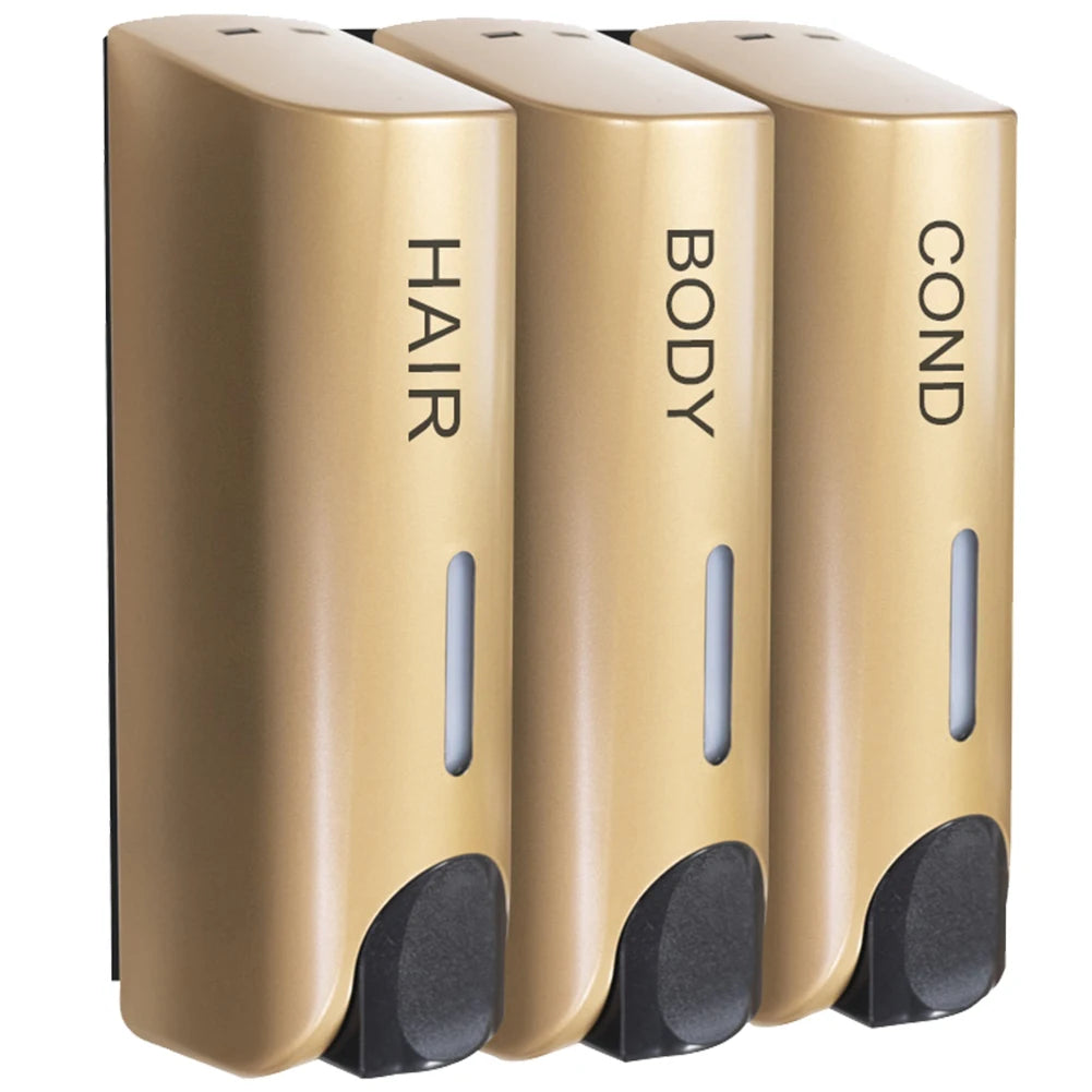 Triple 350ml Shower Bath Shampoo Dispenser Multi-Purpose Wall-Mount Body Wash Dispenser Large Capacity for Bathroom Accessories