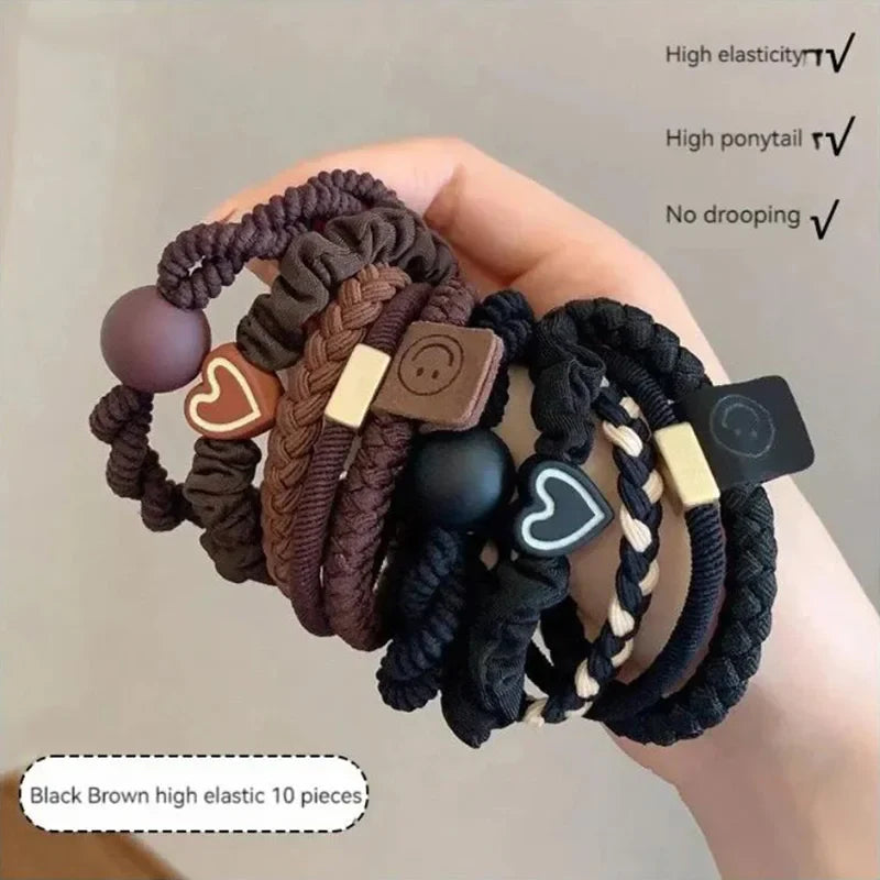 10-Piece Women’s Elastic Hair Ring Set – Soft No-Snag Bands