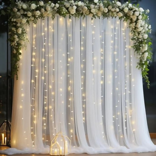 1 Set/2 Pieces - Tulle Backdrop Curtains, Sheer Backdrop Curtains for Birthday Party Wedding Spring Party, Photography Backdrop