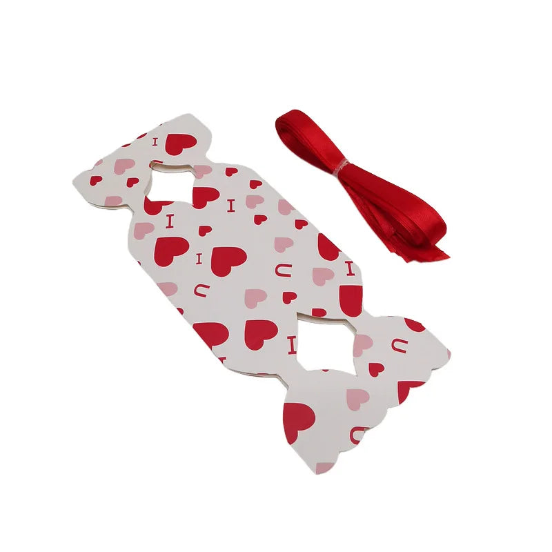 10/20Pcs Love Heart Candy Shaped Gift Box Chocolate Valentine's Day Favor Gift Packaging Box With Ribbon Wedding Party Supplies