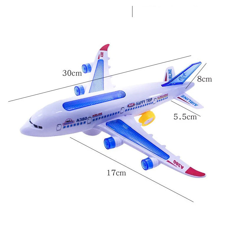 Electronic Airplane Toy with Music & Lights – Auto-Rotating Educational Aircraft Toy for Kids