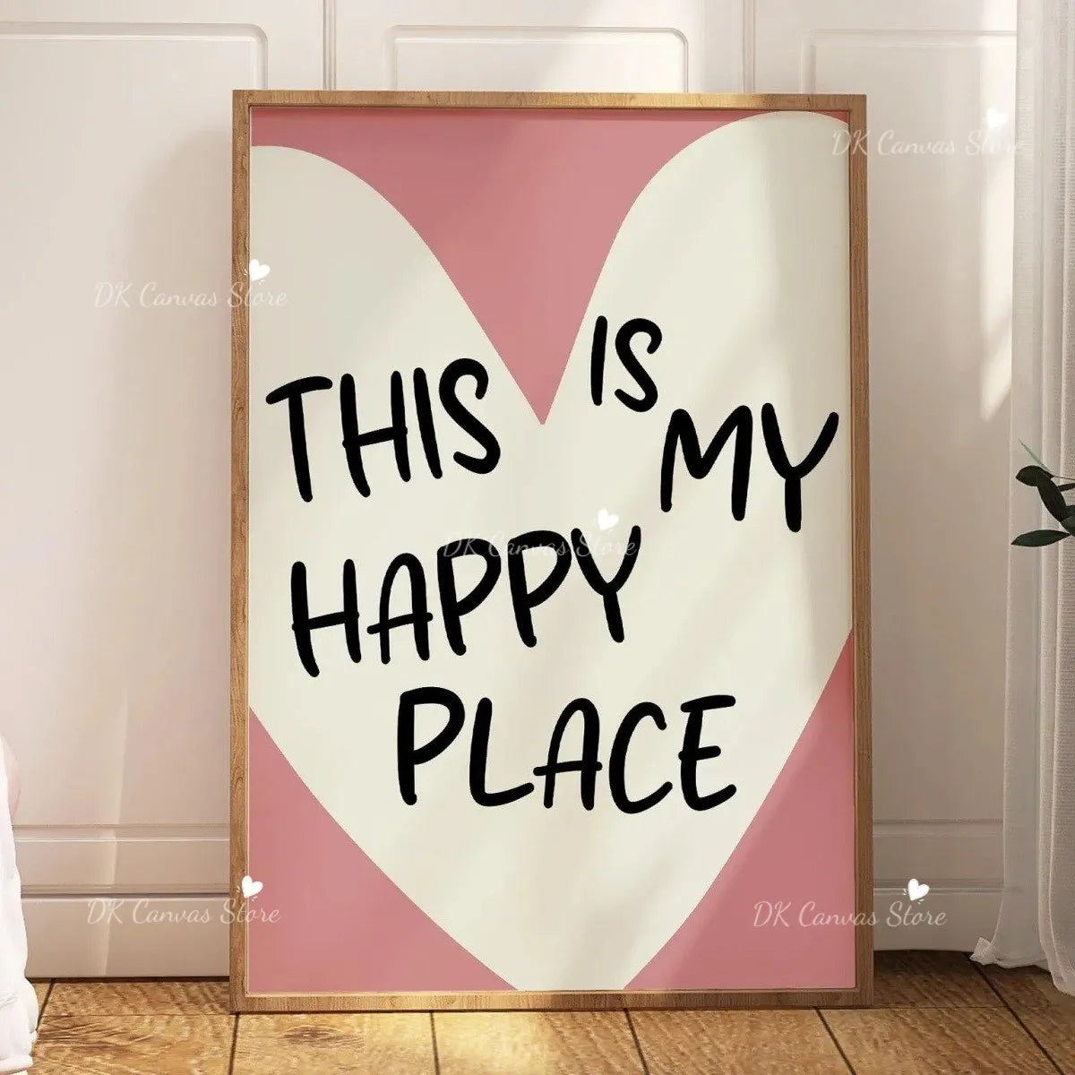 "This Is My Happy Place" Heart Quote Canvas Print Poster Modern Minimalism Art Prints Bedroom Living Room Wall Art Home Decor