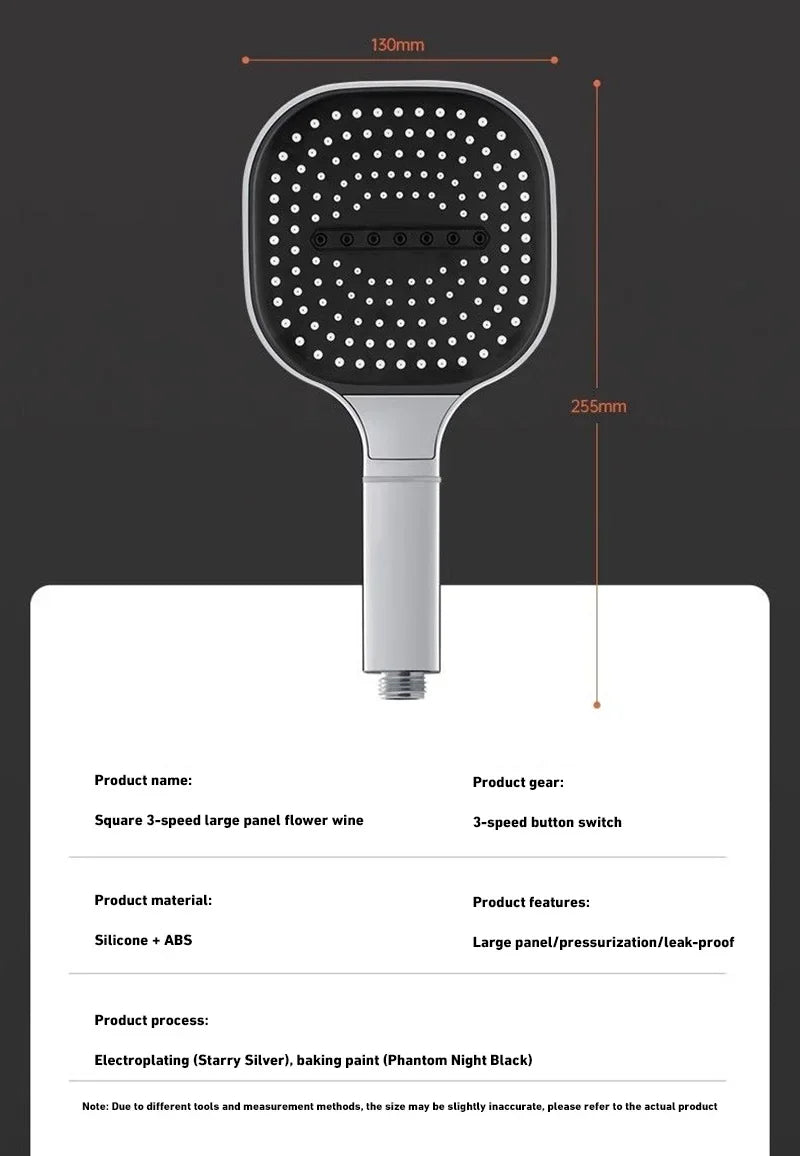 13cm Large Panel 3 Modes Adjustable Shower Head  High Pressure Massage Shower Head Filter Element Bathroom Accessories