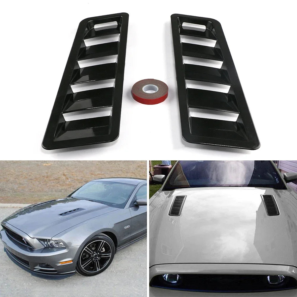 2Pcs Universal Car Hood Scoop Styling Air Vent Trim Louver Air Flow Intake Decor Hood Vents Scoop Bonnet Louvers Spoiler Trim SL