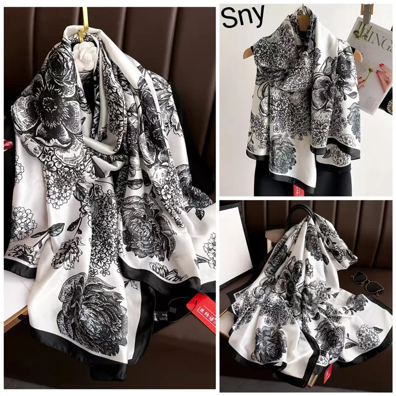 Tensili Brocade Satin Scarf Printed Silk Shawls