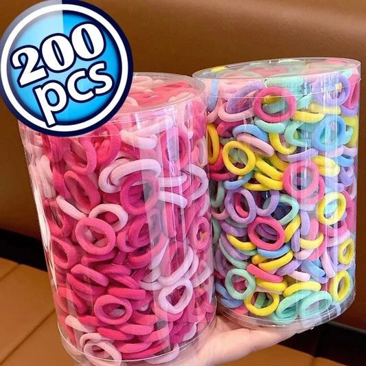 200Pc Colorful Nylon Elastic Hair Bands