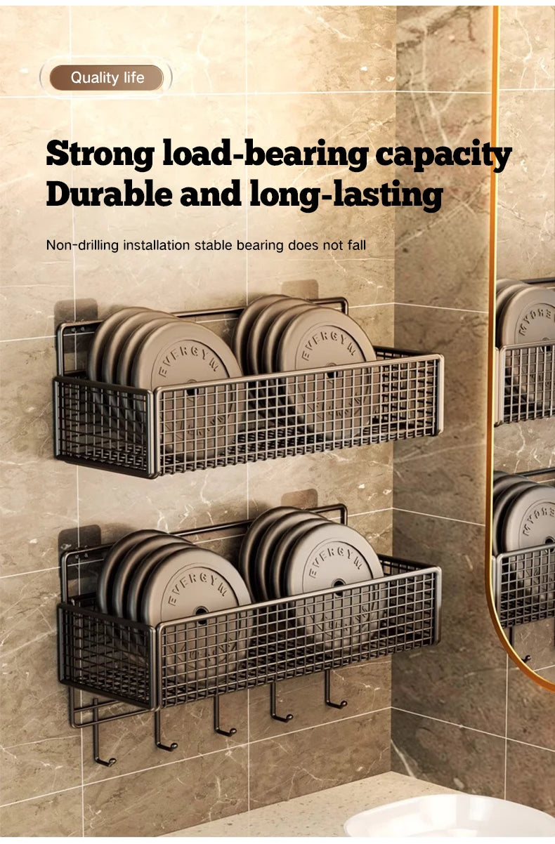 Bathroom Storage Rack Non Perforated Wall Mounted Towel And Toiletries Storage Rack Restroom Storage