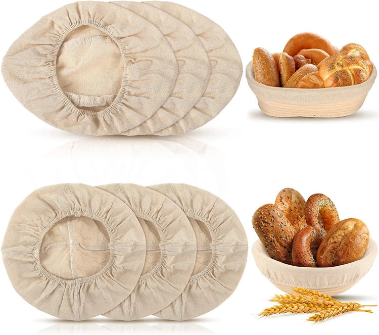 LMETJMA Bread Proofing Basket Round Oval Long Banneton Rattan Bread  Dough Proofing Proving Rattan Basket with Linen Liner Cloth