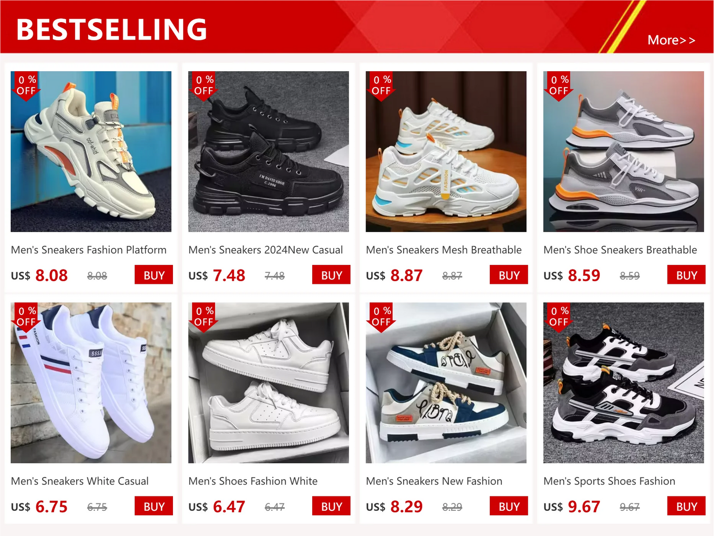 Men's White Casual Trainer Shoes, Outdoor Sport Shoes