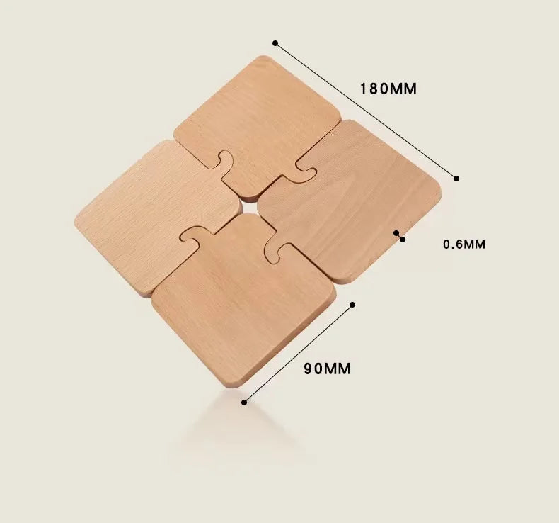 HeMu Cute Elephant Wooden Coaster Set Wood Heat-Resistant Drink Coasters with Holder, Decorative Table Pads for Kitchen, Dining