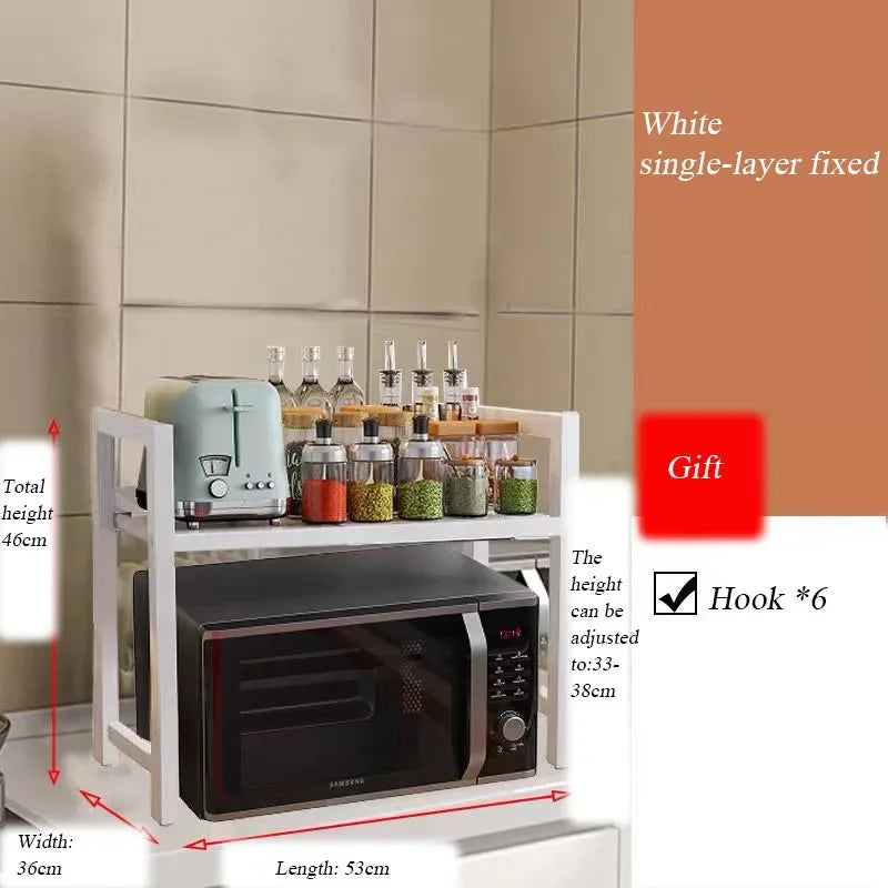 Retractable Multi-Functional Kitchen Rack Table Microwave Stove Rack Stove Cabinet Storage Rack Rice Cooker Storage Rack