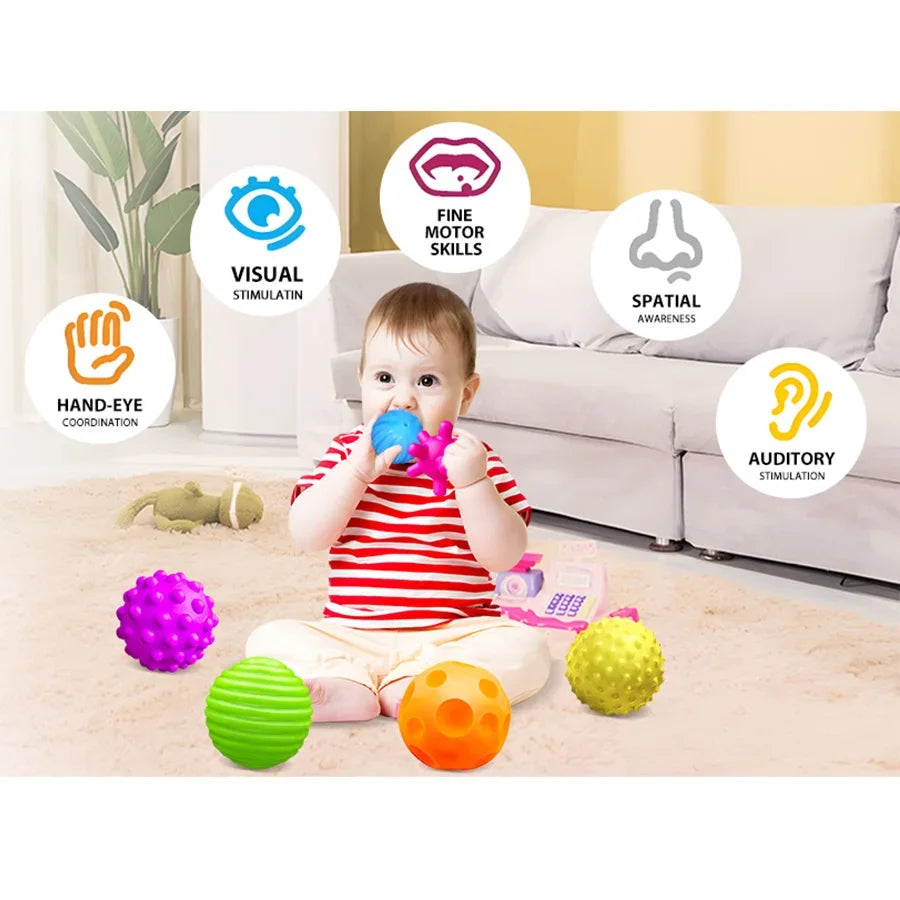 6PCS Textured Sensory Balls for Baby Play 6 12 Months Montessori Activity Soft Multi Ball Shower Toys Children Best Gift