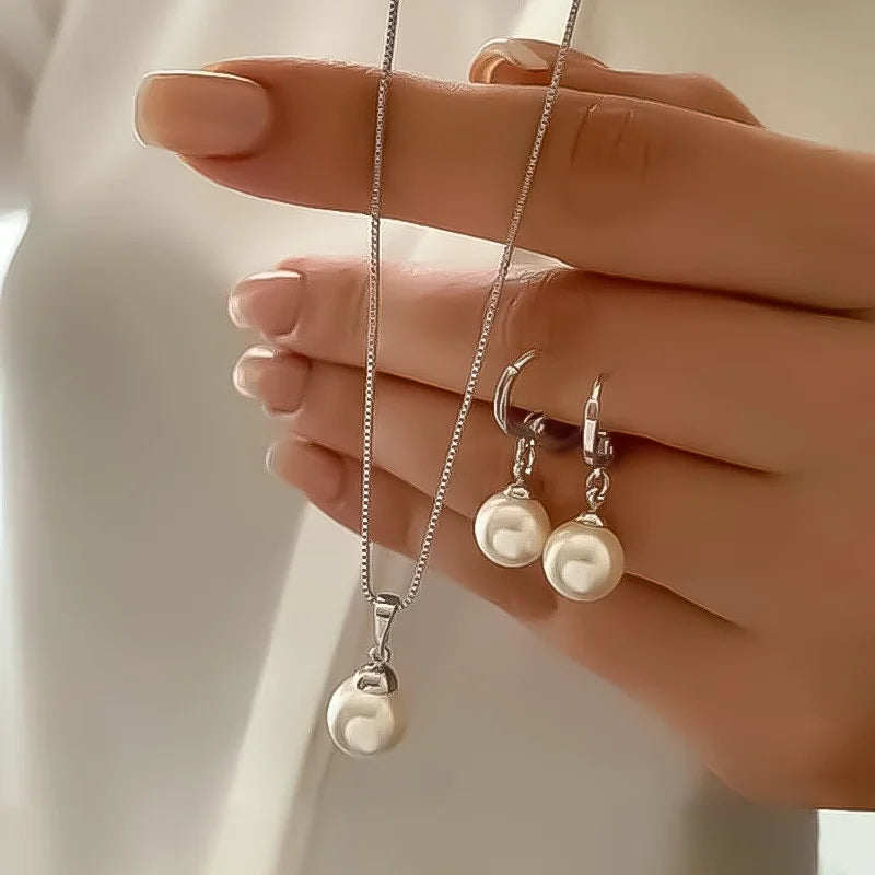 3Pc Pearl Jewelry Set