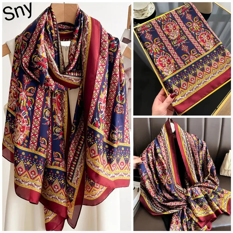 Tensili Brocade Satin Scarf Printed Silk Shawls