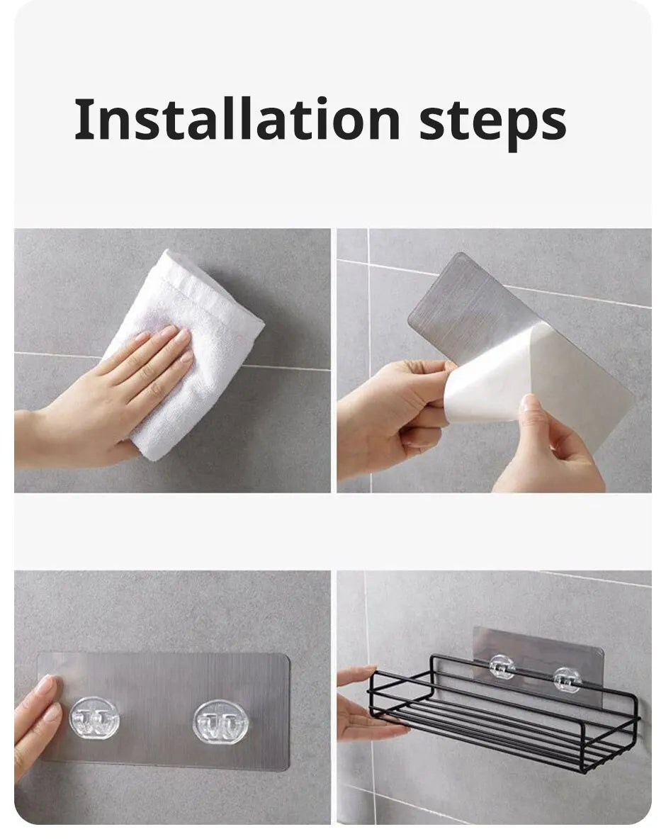Bathroom Metal Shelves No-Drill Bathroom Organiser Cleaning Supplies Organiser Kitchen Supplies Storage Bathroom Accessories
