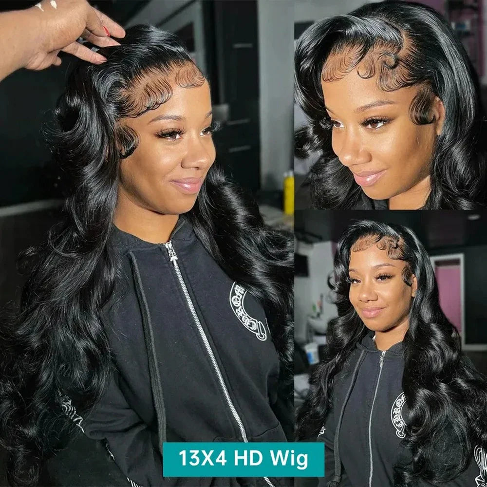 Varlea 200% Density 40 Inch Body Wave Human Hair Loose Body Wave Lace Front Wig 13x6 13x4 Hd Lace Frontal Wigs Black For Women