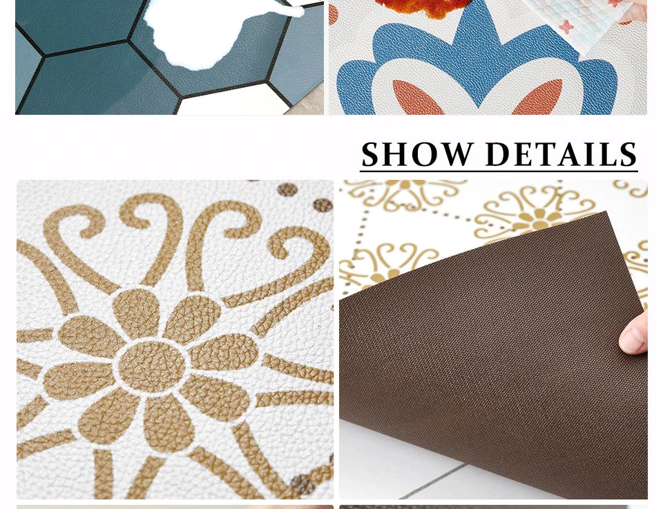 Kitchen Mat Waterproof Non-slip Rugs Leather Carpet Anti-fatigue Pvc Floor Mats Oil-proof Easy To Clean Anti-slip Area Long Rug