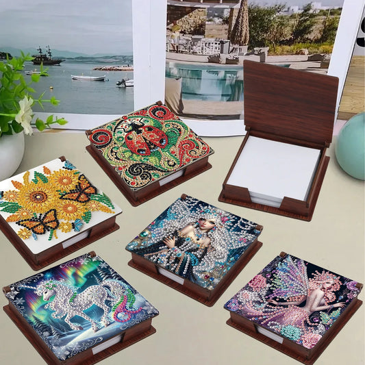 Special shaped Diamond Art Painting Sticky Note Box kits,Animal Fairy partial Diamond Art note box for Home Office decorate Gift