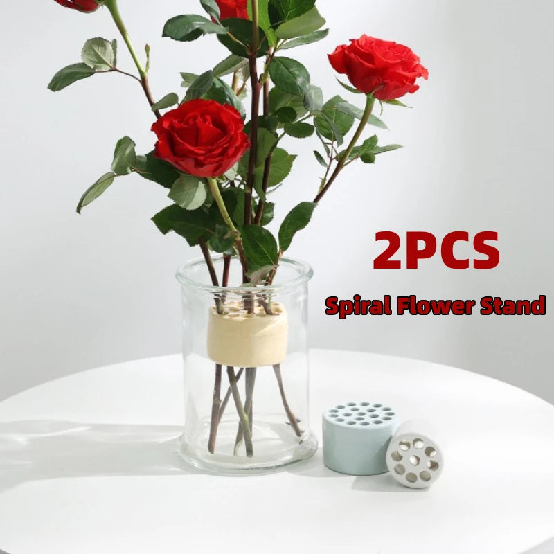 2 PCS Spiral Stem Holder Plastic Spiral Flower Arrangement Stem Holder DIY Bouquet Floral Arranger for Vase Flower Arrangement