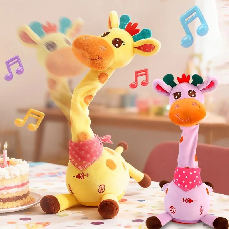 Cute Dancing Talking Giraffe Toy Repeating What You Say with 10 Songs Adjustable Volume Swaying Dancing Giraffe Musical Glowing