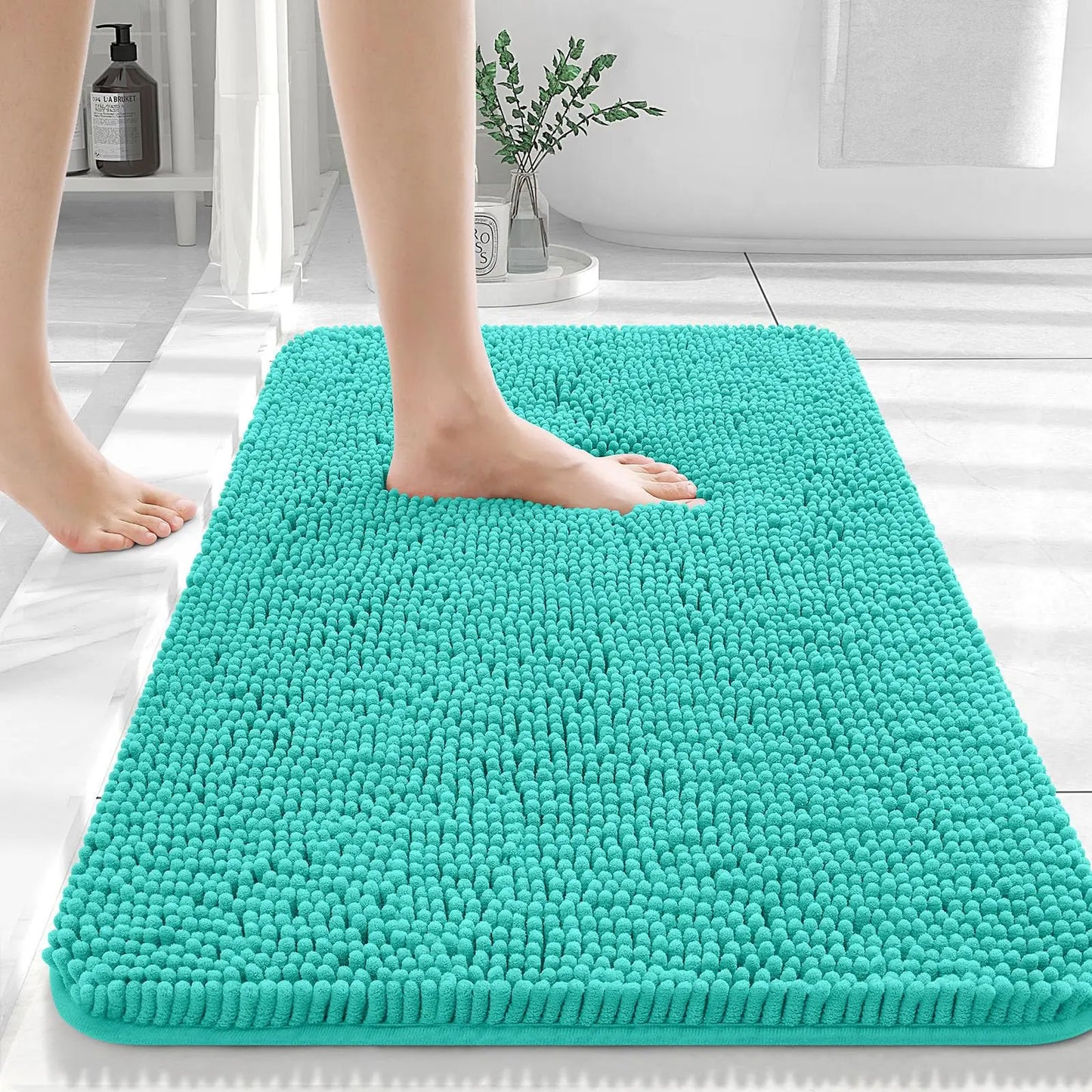 Homaxy Chenille Plain Hairy TPR Material Door Mat Indoor Non Slip Door Mat Dirt Trap Absorbent Mat Absorbs Water Bathroom Mat