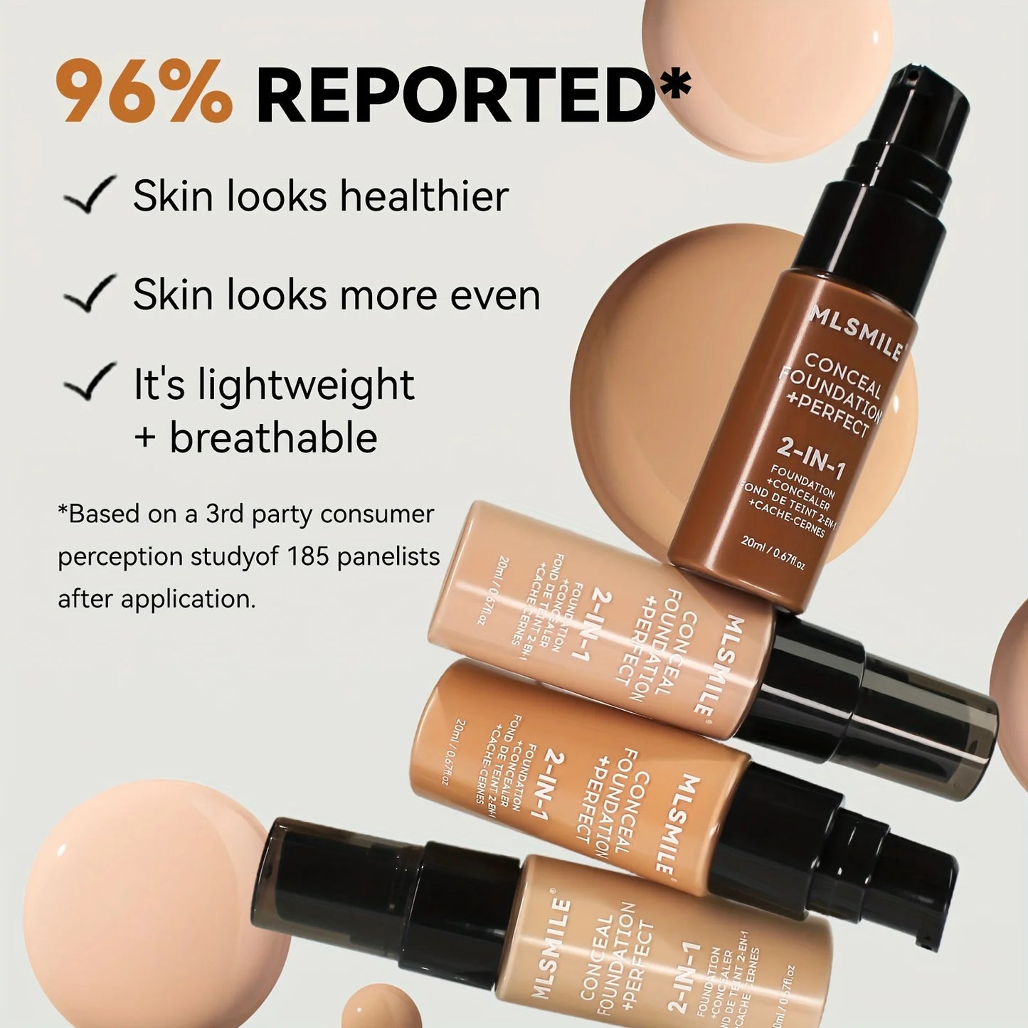 2-In-1 Oil Control Liquid Foundation & Concealer Full Coverage Long Lasting Waterproof Hydrating Brightening Base Makeup