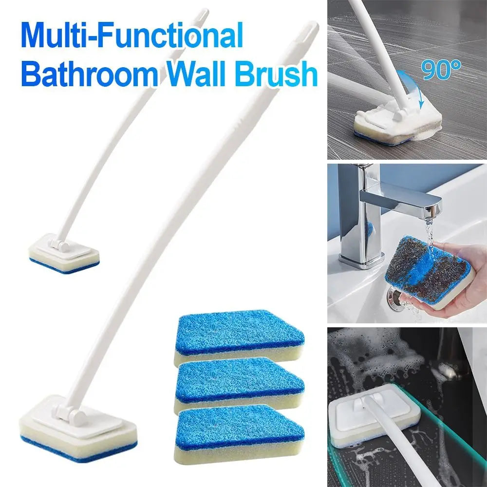 Multi-Functional Bathroom Wall Brush Long Handle Household Floor Bathtub Brushes Ceramic Tile Sponge Cleaning Brush Removable