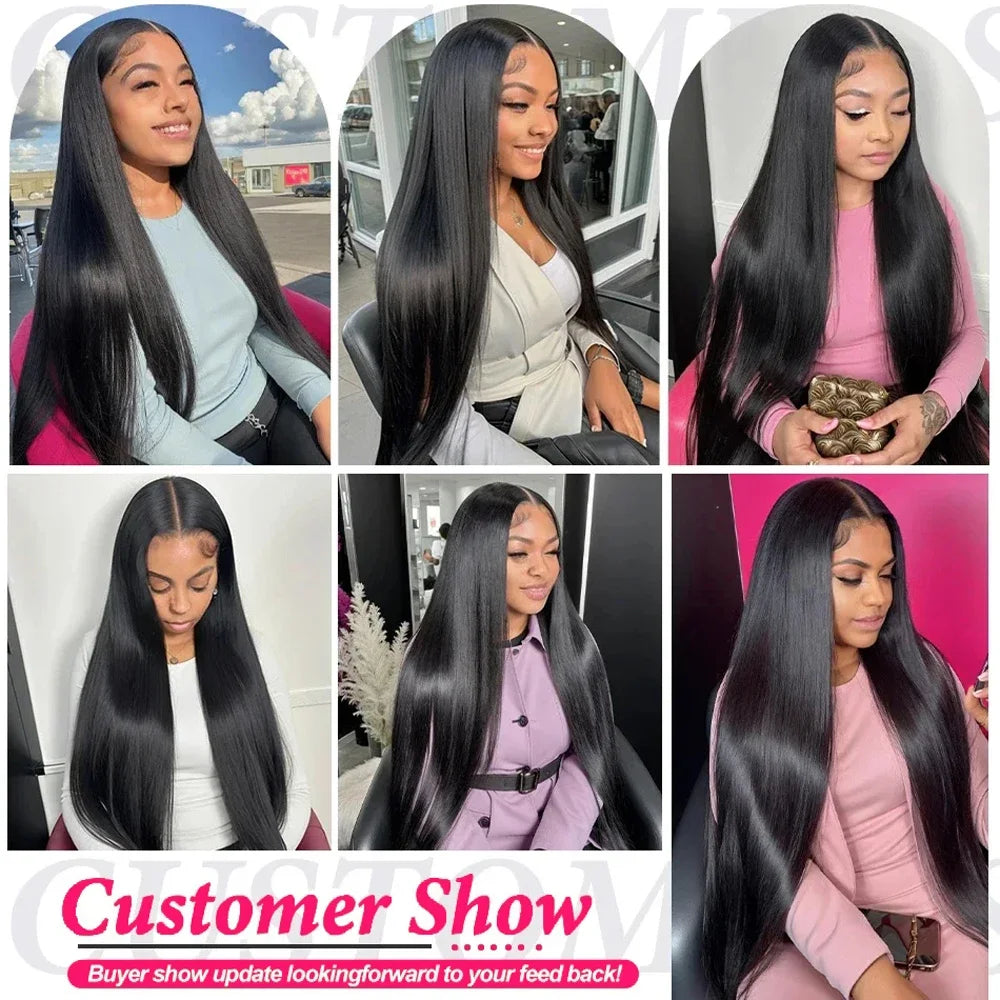 30 40 Inch 13x4 13x6 Straight HD Lace Frontal Wigs Brazilian Remy Lace Front Human Hair Wig Pre Plucked For Women 200 Density