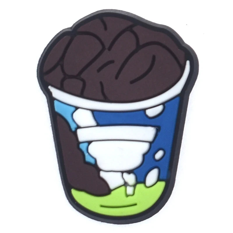 1PCS Cartoon Snack Shoe Charm – PVC Food & Drink Button for Slippers, Bags, and DIY Decor