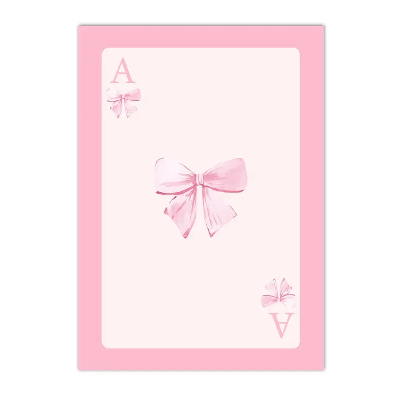 Trendy Pink Bows Preppy College Watercolor Bows Coquette Girly Poster Print Wall Art Pictures Canvas Painting Room Home Decor
