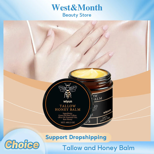 Grass-Fed Beef Tallow Balm with Raw Honey, Moisturising Cream for Soft, Smooth Skin, Beef Tallow for Skin Care, Handmade, Natural Moisturising Cream