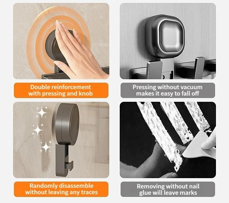 No Drill Suction Cup Suction Bathroom Rack Bathroom Shelf Toilet Space Aluminum Hanging Rack Bathroom Organiser Hang On The Wall