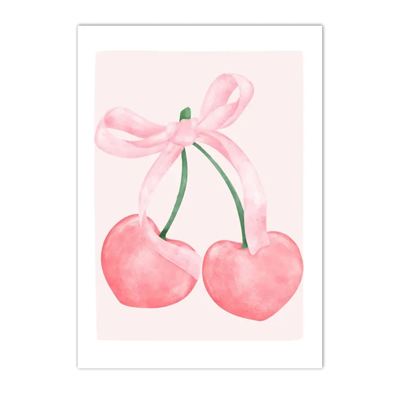 Trendy Pink Bows Preppy College Watercolor Bows Coquette Girly Poster Print Wall Art Pictures Canvas Painting Room Home Decor