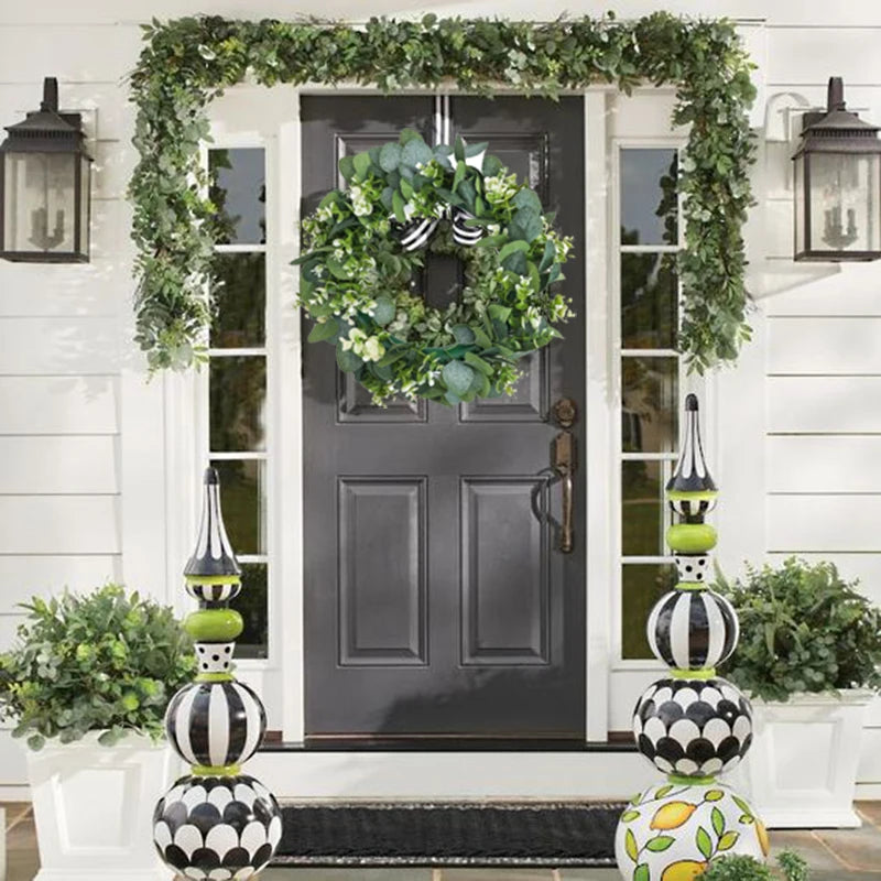 Eucalyptus Wreath Flowers Gifts DIY Christmas Creative Artificial Garland Hanging Pendants Wedding Decoration Home Party Decor