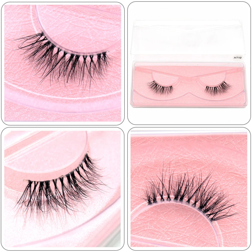 Visofree 3D Mink Half Lashes – Natural Long False Eyelashes with Clear Band, Handmade HT04