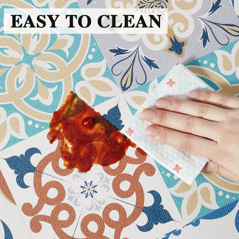 Rug for Kitchen Waterproof Non-slip Leather PVC Floor Mat American Retro Style Rugs Oil-proof Stain-resistant Long Carpets 주방 카펫