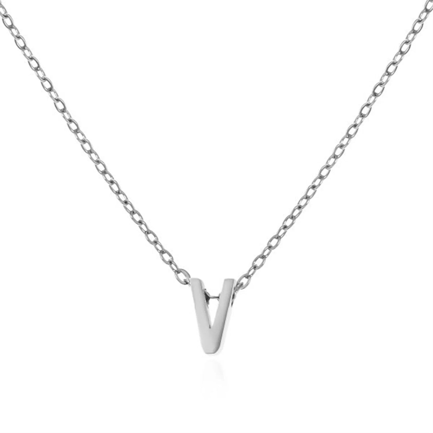 Silver Color Tiny A-Z Initial Letter Necklace for Women Stainless Steel 26 Alphabet Name Pendant Necklaces Jewelry Birthday Gift