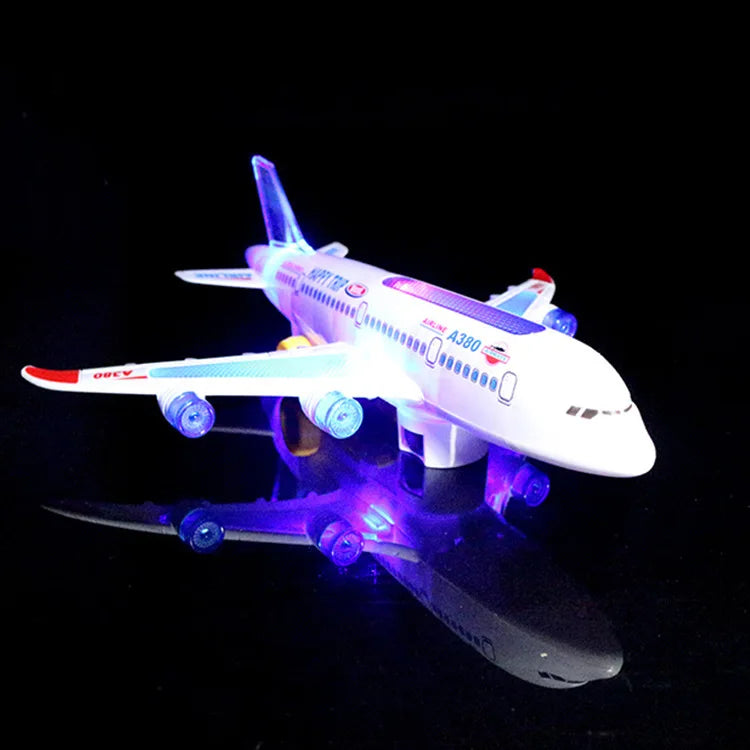 Electronic Airplane Toy with Music & Lights – Auto-Rotating Educational Aircraft Toy for Kids