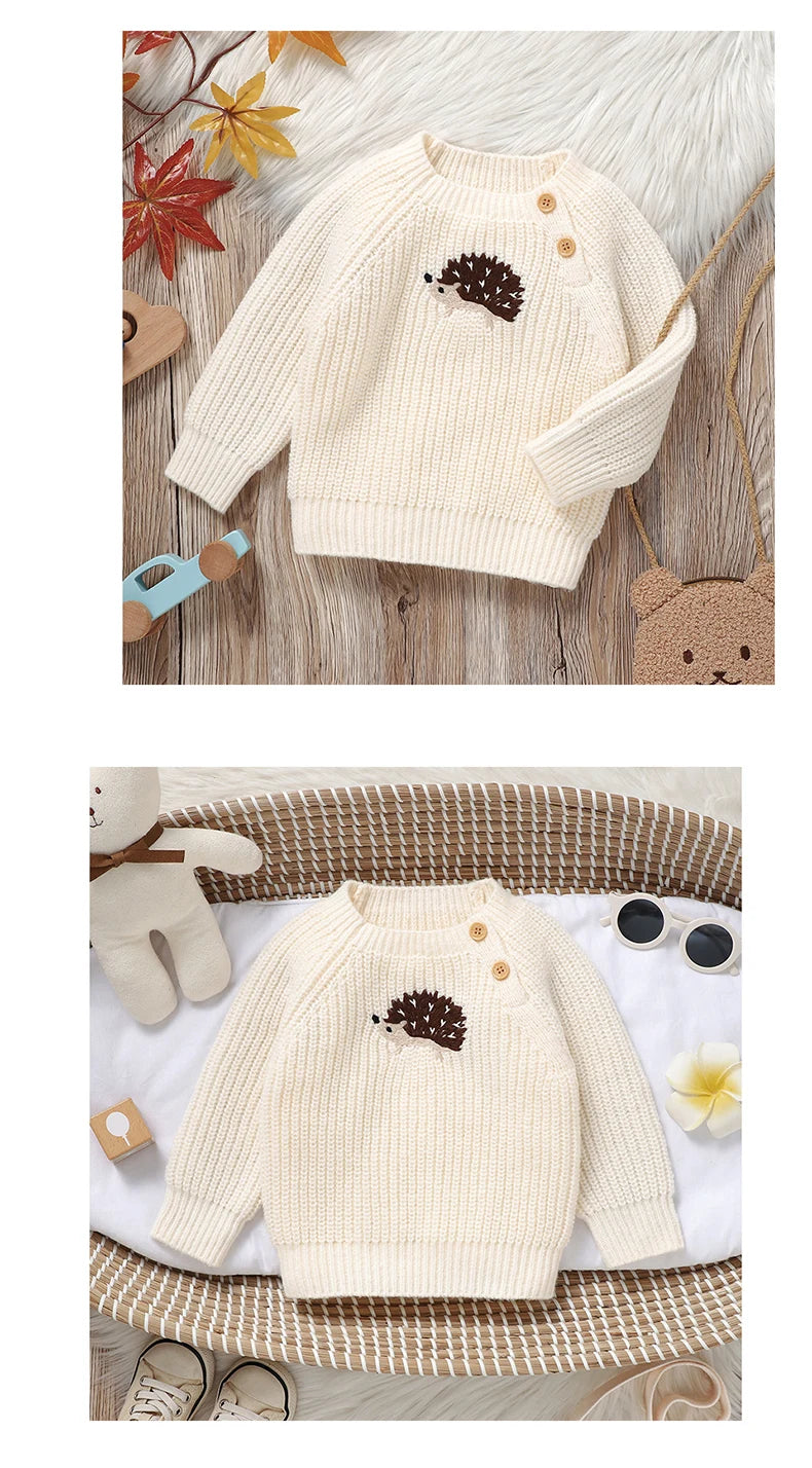 Baby Sweaters Knitted Newborn Girl Boy Pullover Long Sleeve Autumn Infant Children Clothing Cute Cartoon Hedgehog Tops Outerwear