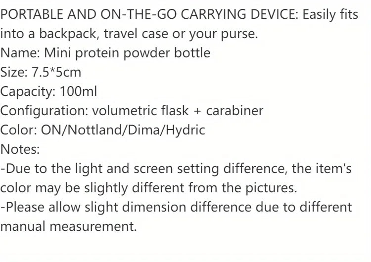 100ML Outdoor Protein Powder Container With Whey Keychain