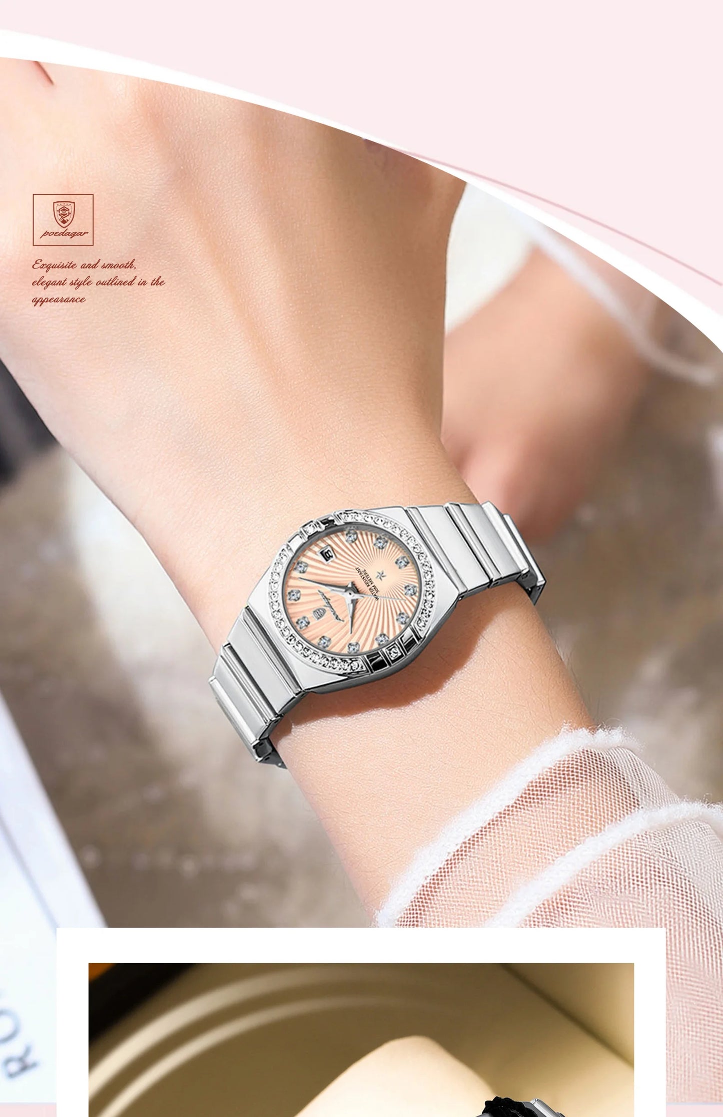 POEDAGAR Top Exquisite Woman Watch Waterproof Luminous Date Stainless Steel Watches For Ladies Elegant Quartz Women's Wristwatch